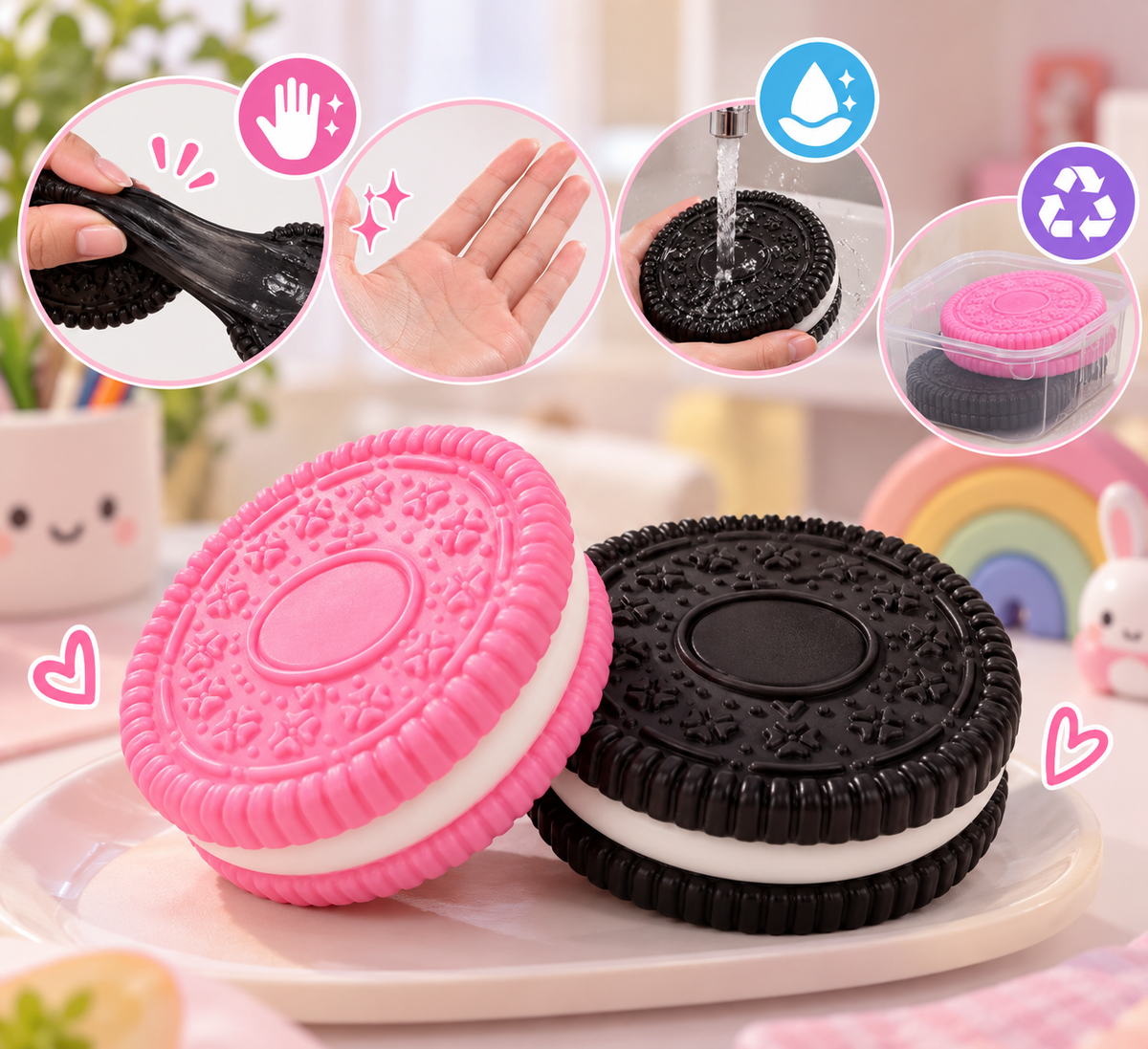 Jumbo Cookie Squishy – Galleta Antiestrés Sticky, Lavable y Reutilizable