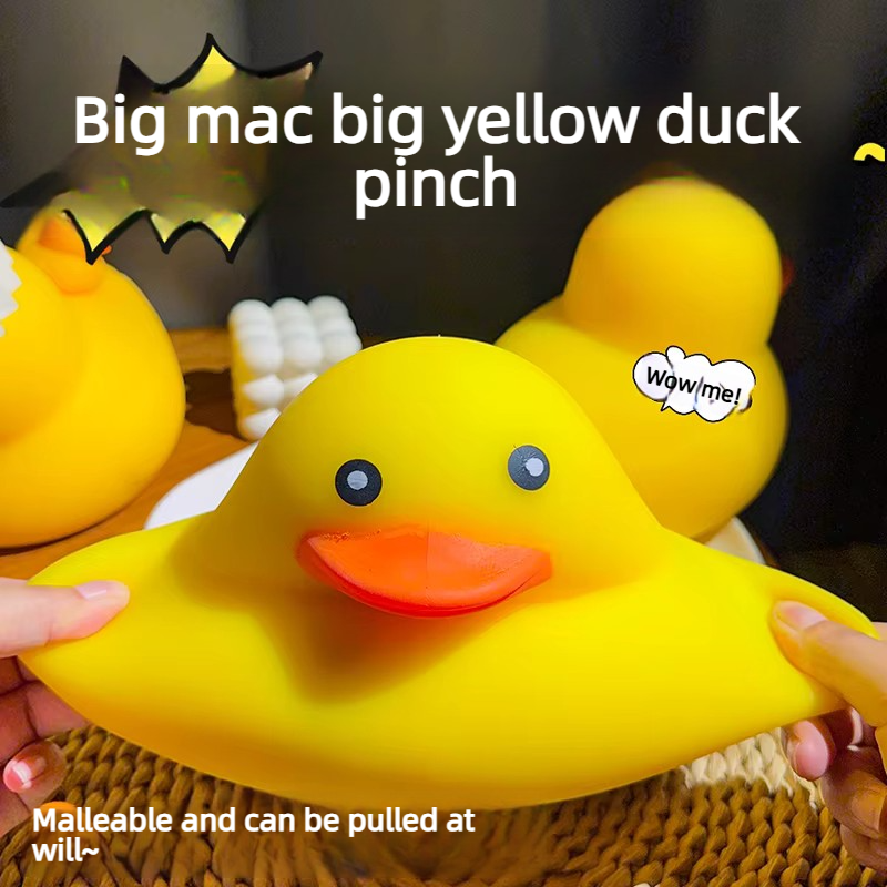 Jumbo Yellow Duck Squishy – Stretchy TPR Stress Relief Squeeze Toy