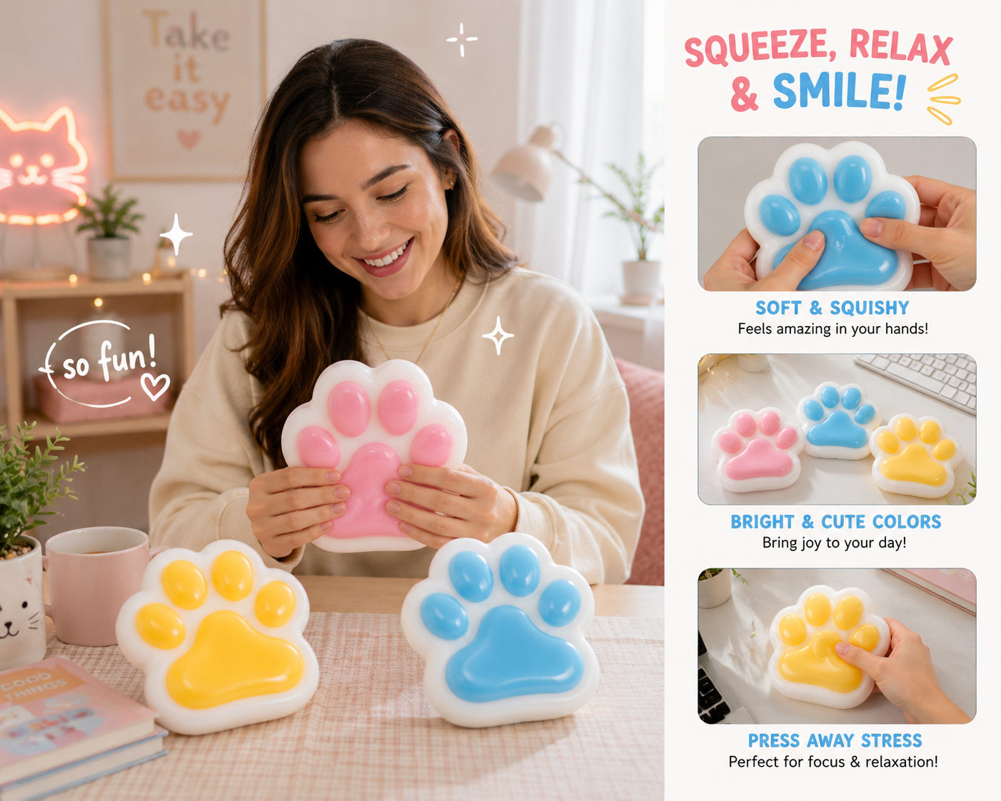 15CM Cat Paw Squishy – Soft, Sticky & Satisfying Fidget Toy